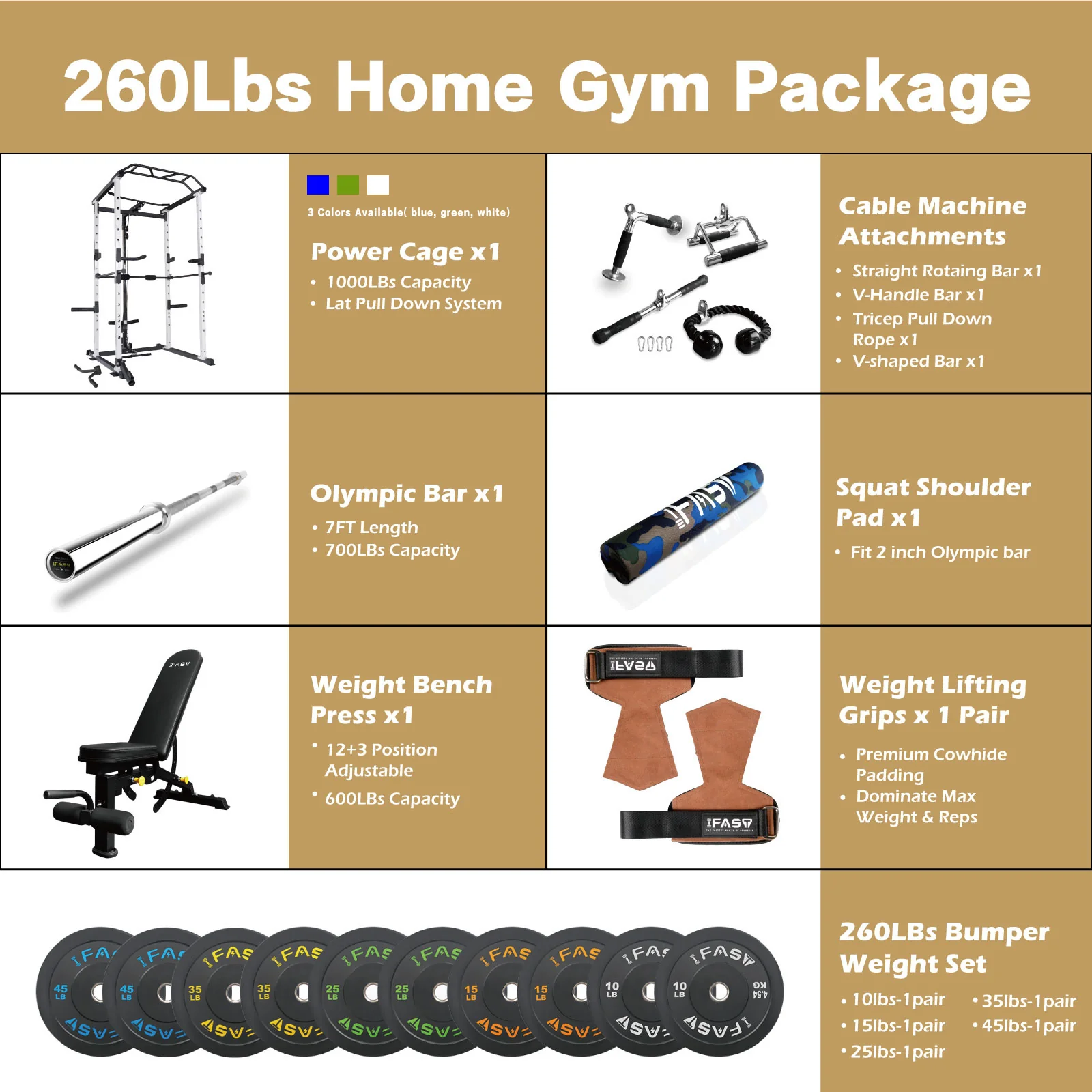IFAST 100-260Lbs Home Gym Package 3 Colors - Image 11