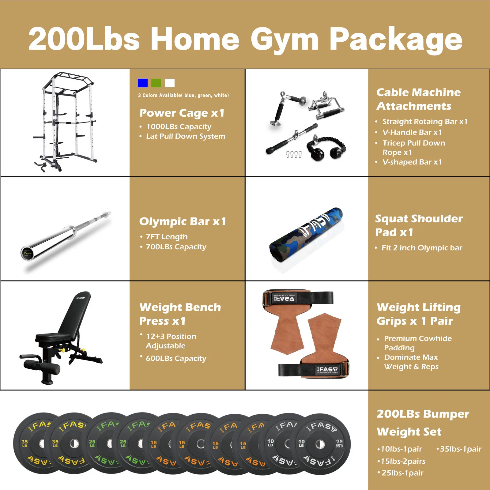 IFAST 100-260Lbs Home Gym Package 3 Colors - Image 16