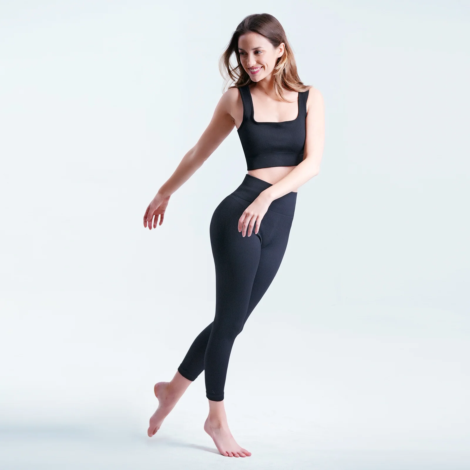 IFAST 2 Piece Ribbed Sports Bra and High Waist Leggings - Image 6
