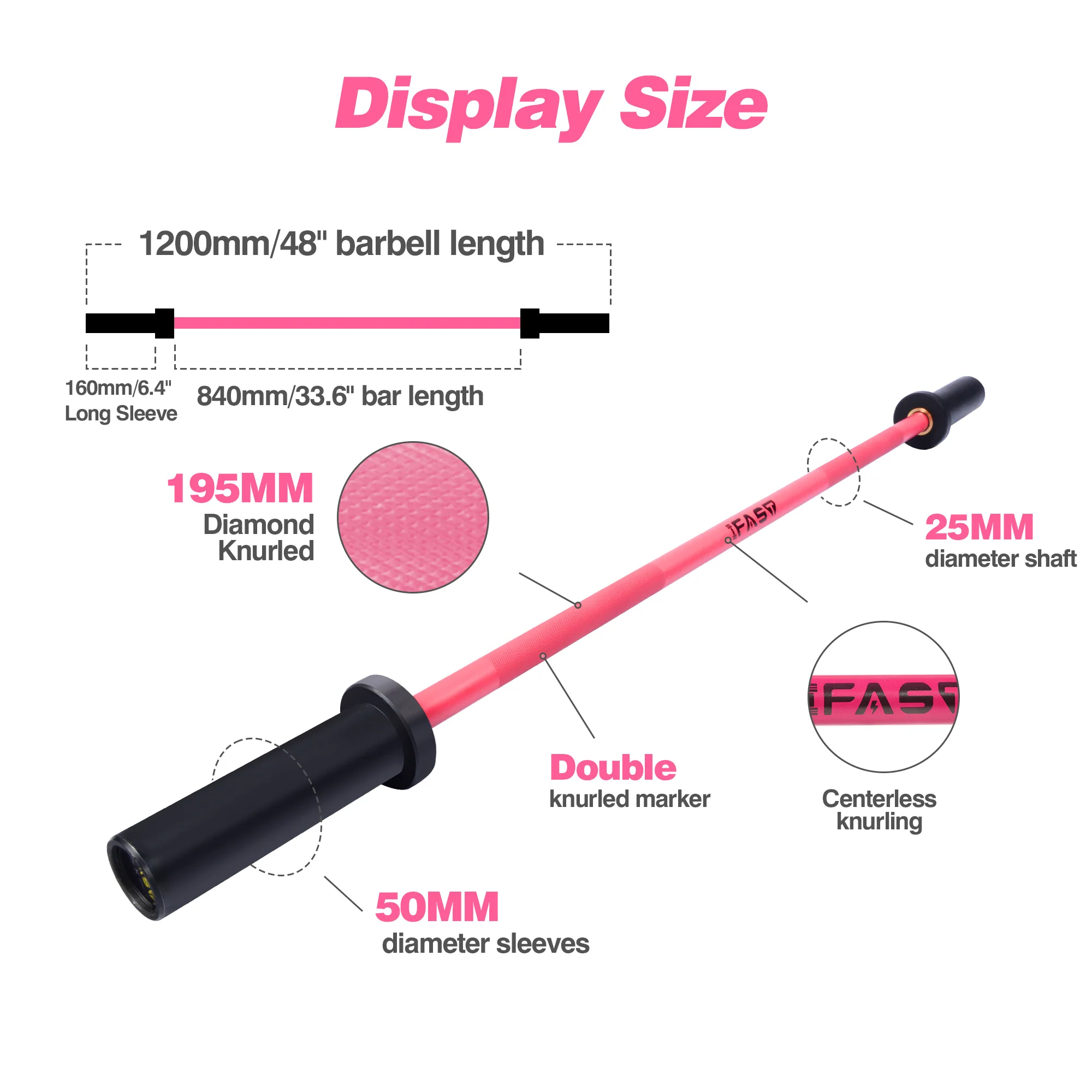 IFAST 4Ft Olympic Chrome Barbell Bar - Image 3