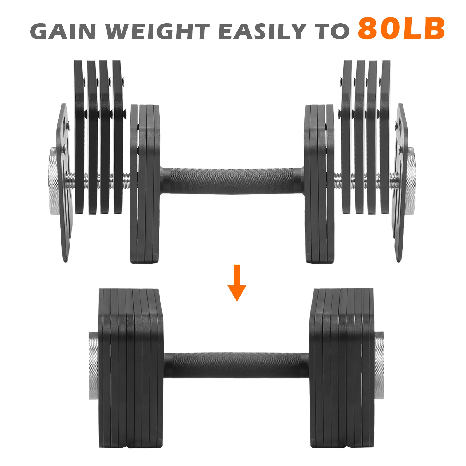 IFAST Quick-Lock Adjustable Dumbbells 50/80LB - Image 4