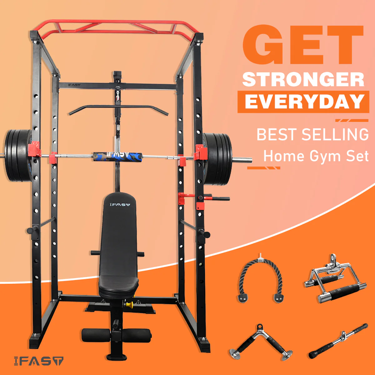 IFAST 100/160/210/300/340 lbs Power Cage Gym Package - Image 13